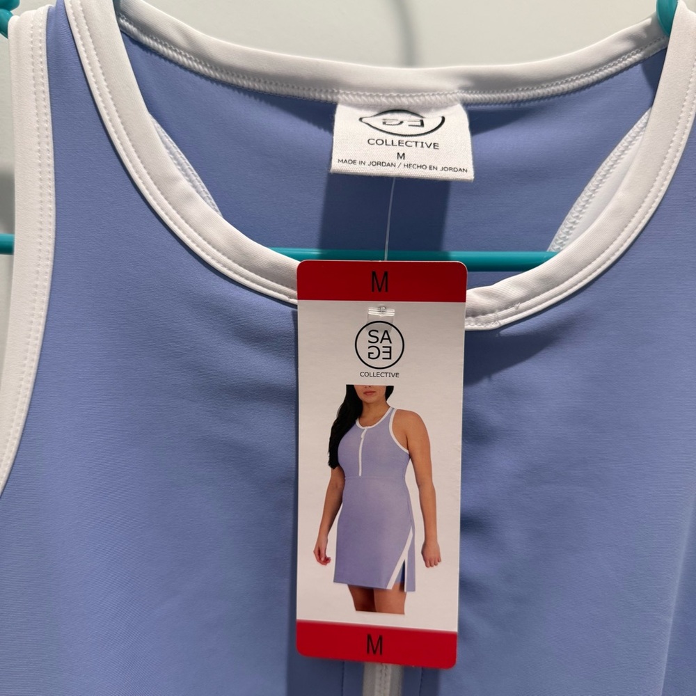 Sage Women's Blue and White Dress in medium